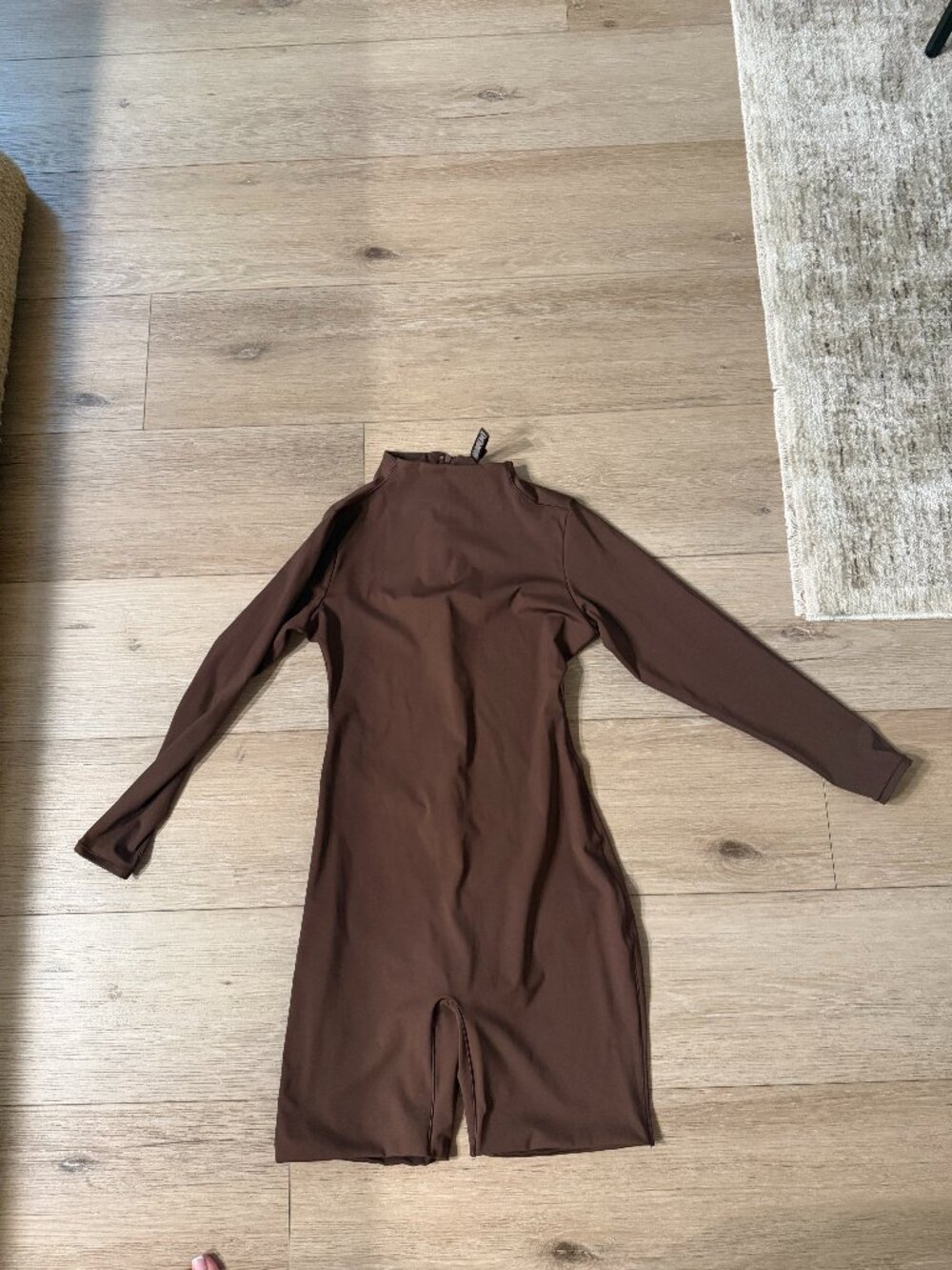 SKIMS Cocoa Brown Long Sleeve Mock Neck Unitard Bodysuit Size XL